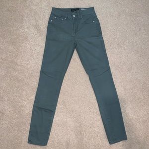 High waisted skinny jeans - olive